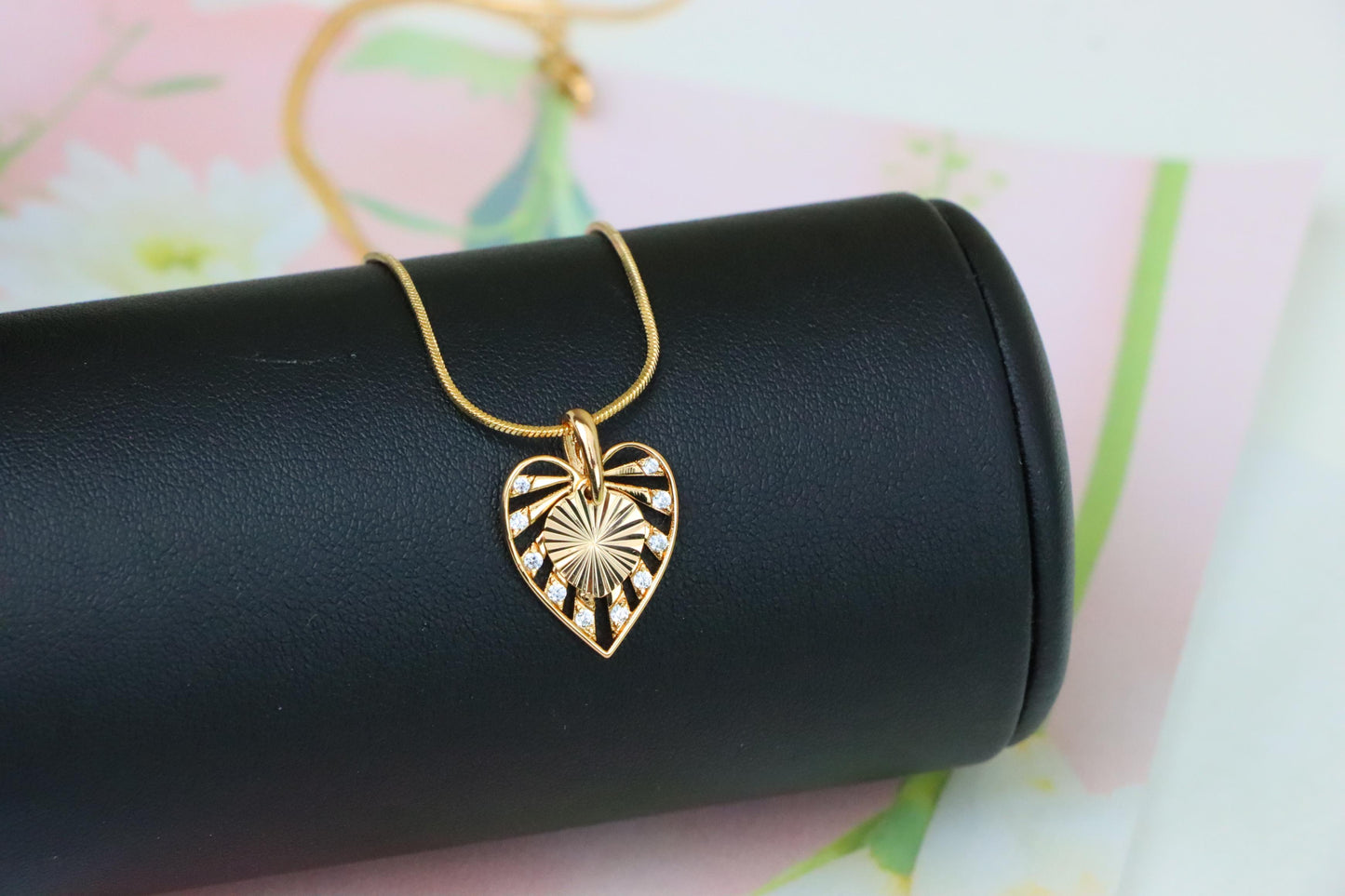 Radiant Cutout Heart Rose Gold Pendant with Sparkling Accents, XPPT1233 (2123-9)