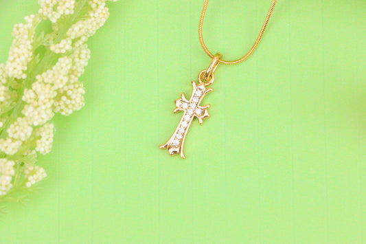 Elegant Rose Gold Cross Pendant with Sparkling Accents, XPPT1629 (2149-3)