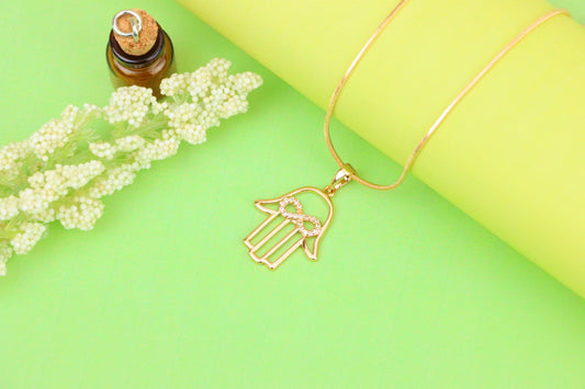 Rose Gold Hamsa Hand Pendant with Infinity CZ Symbol Center, XPPT1235 (2124-1)
