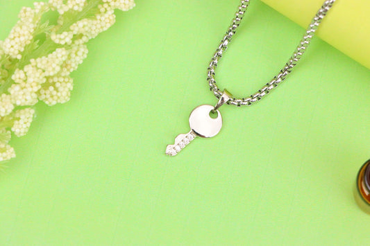 Stylish Silver Key Design Pendant in Gold Plated Brass, XPPT1630 (2149-4)