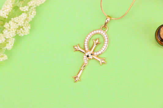 Egyptian Ankh Cross Rose Gold Pendant with Serpent Detailing, XPPT1631 (2149-5)