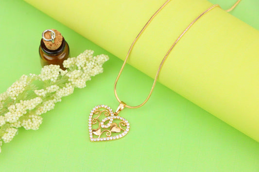 Rose Gold Heart Pendant with Double Hearts and CZ Border Design, XPPT1237 (2124-3)