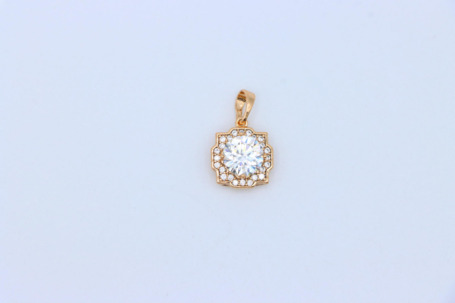 White Sparkling Round-Cut Pendant in Rose Gold, XPPT1632 (2149-6)