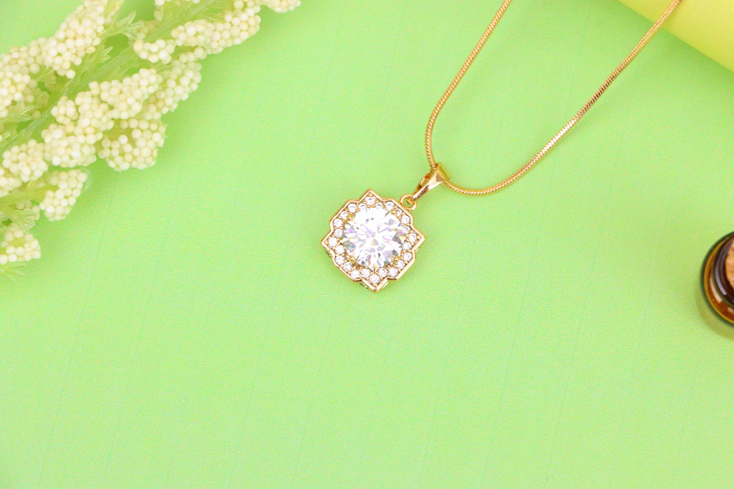 White Sparkling Round-Cut Pendant in Rose Gold, XPPT1632 (2149-6)