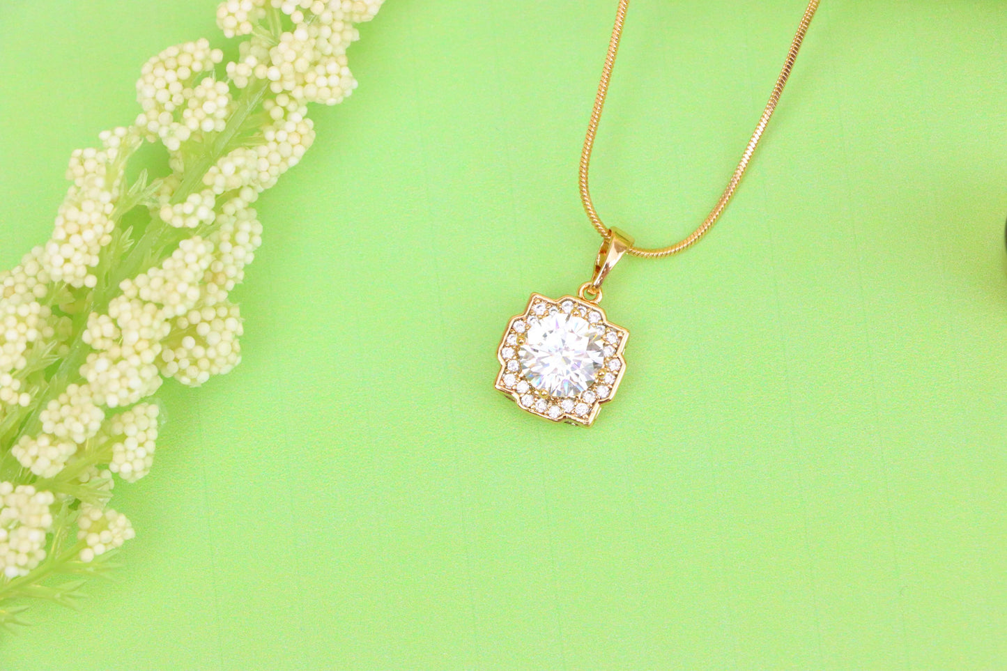 White Sparkling Round-Cut Pendant in Rose Gold, XPPT1632 (2149-6)