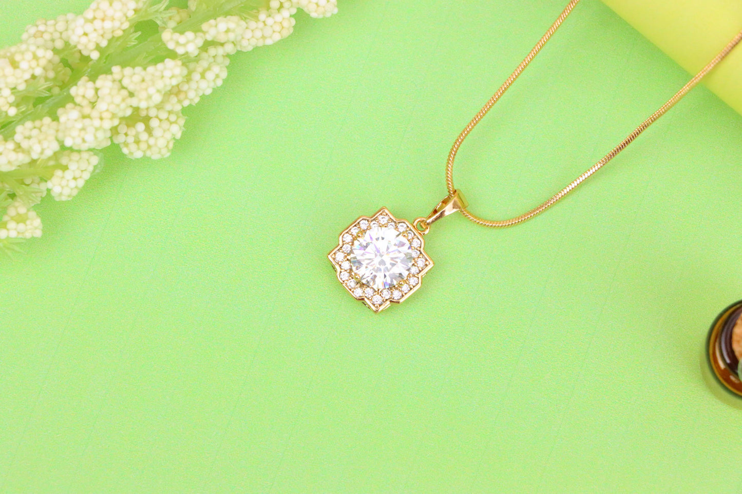 White Sparkling Round-Cut Pendant in Rose Gold, XPPT1632 (2149-6)