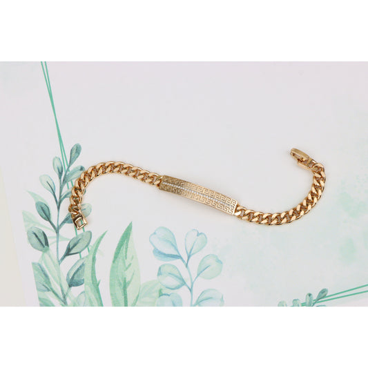Elegant Rose Gold Greek Key Bracelet with Crystal Detailing, XPBL0922 (2093-1)