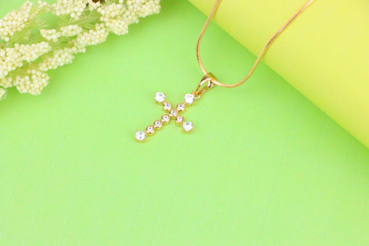 Rose Gold Cross Pendant with Sparkling Cubic Zirconia Accents, XPPT1239 (2124-5)