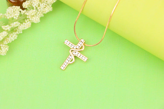 Rose Gold Cross Pendant with Elegant Criss-Cross Cubic Detailing, XPPT1240 (2124-6)