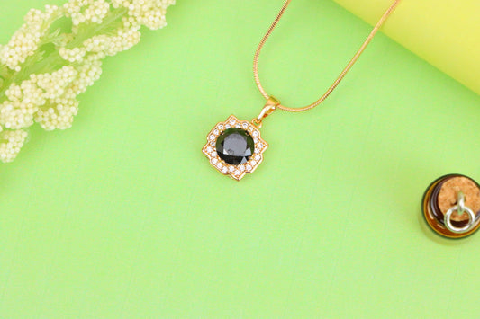 Black Round Pendant with White Halo in Rose Gold, XPPT1635 (2149-6)