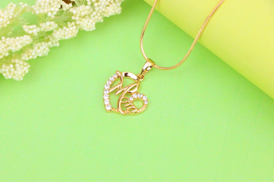 Rose Gold Heart Pendant with Sparkling 'Mom' Letter Design, XPPT1241 (2124-7)