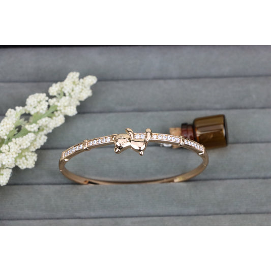 Charming Rose Gold Bangle with Adorable Bear Design, XPBL0527 (2053-7)