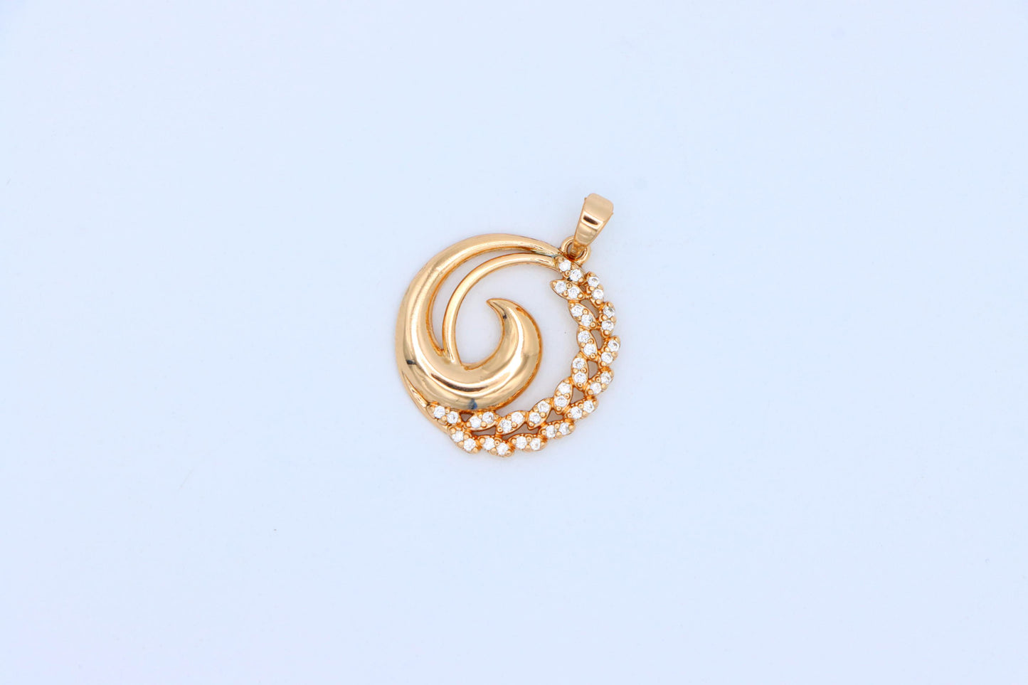 Elegant Rose Gold Spiral Pendant with Sparkling Stone Accents, XPPT1243 (2124-9)