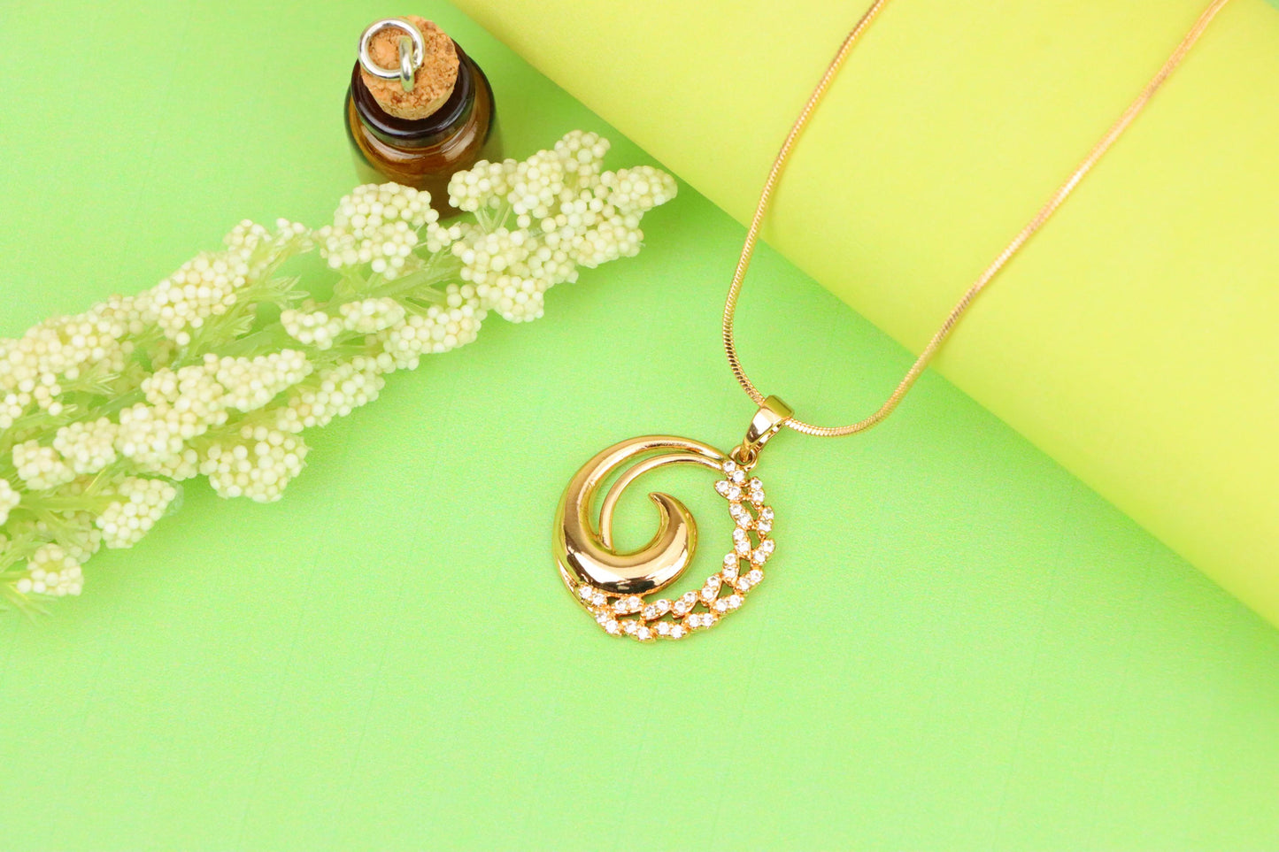 Elegant Rose Gold Spiral Pendant with Sparkling Stone Accents, XPPT1243 (2124-9)
