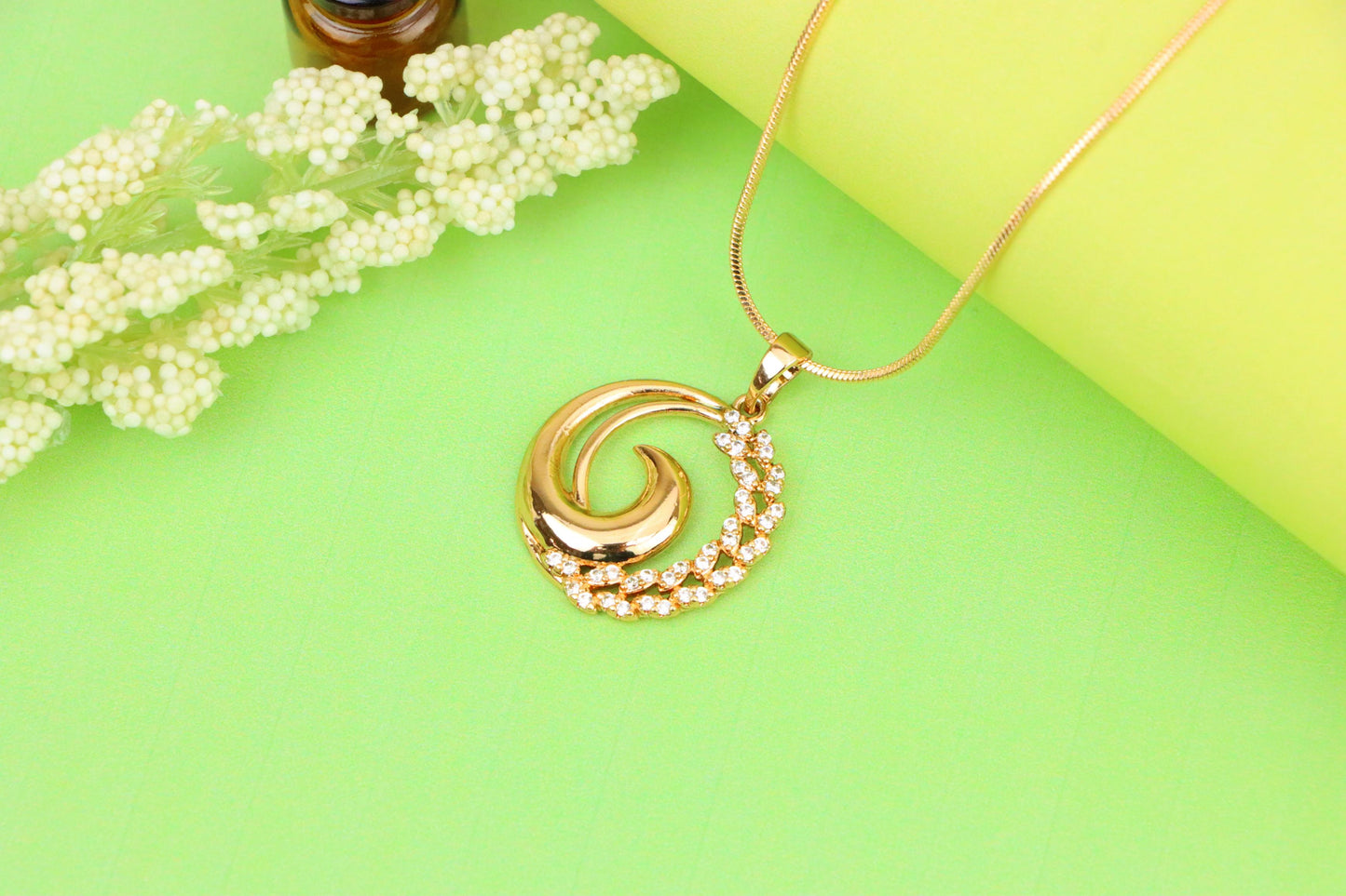 Elegant Rose Gold Spiral Pendant with Sparkling Stone Accents, XPPT1243 (2124-9)