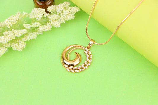 Elegant Rose Gold Spiral Pendant with Sparkling Stone Accents, XPPT1243 (2124-9)