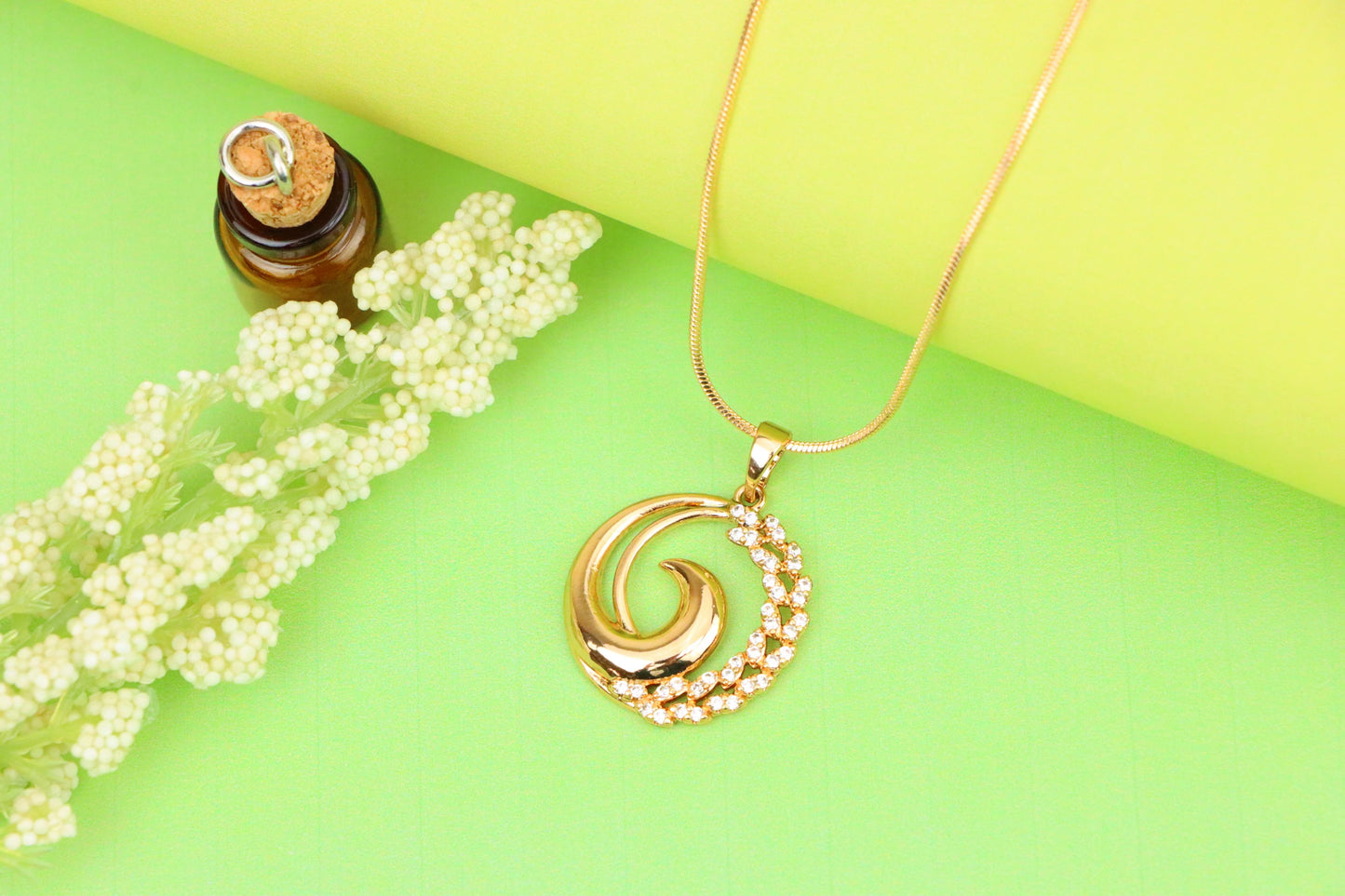 Elegant Rose Gold Spiral Pendant with Sparkling Stone Accents, XPPT1243 (2124-9)