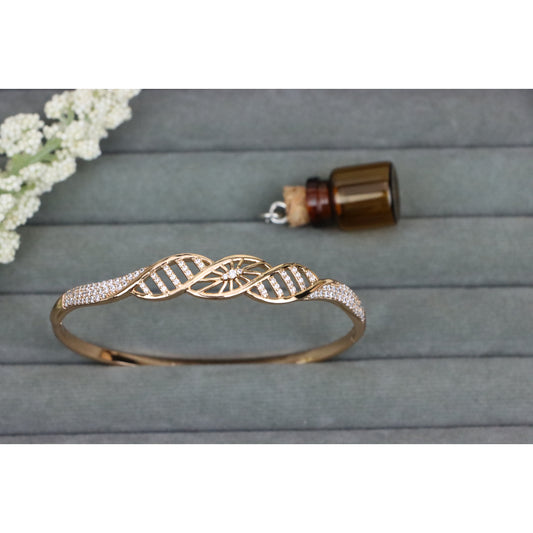 Rose Gold Twist Design CZ Bangle for Women, XPBL0529 (2053-9)