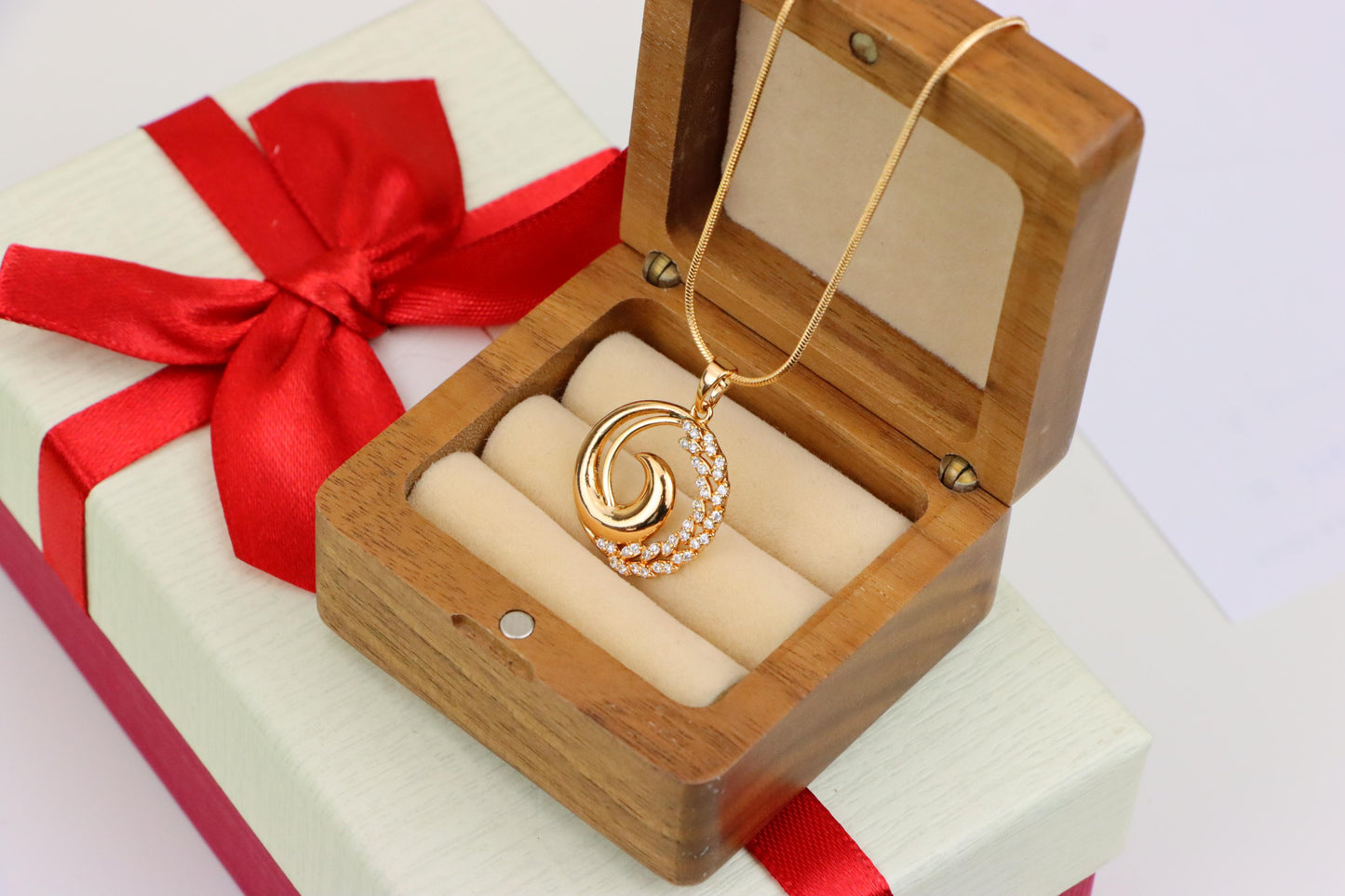 Elegant Rose Gold Spiral Pendant with Sparkling Stone Accents, XPPT1243 (2124-9)