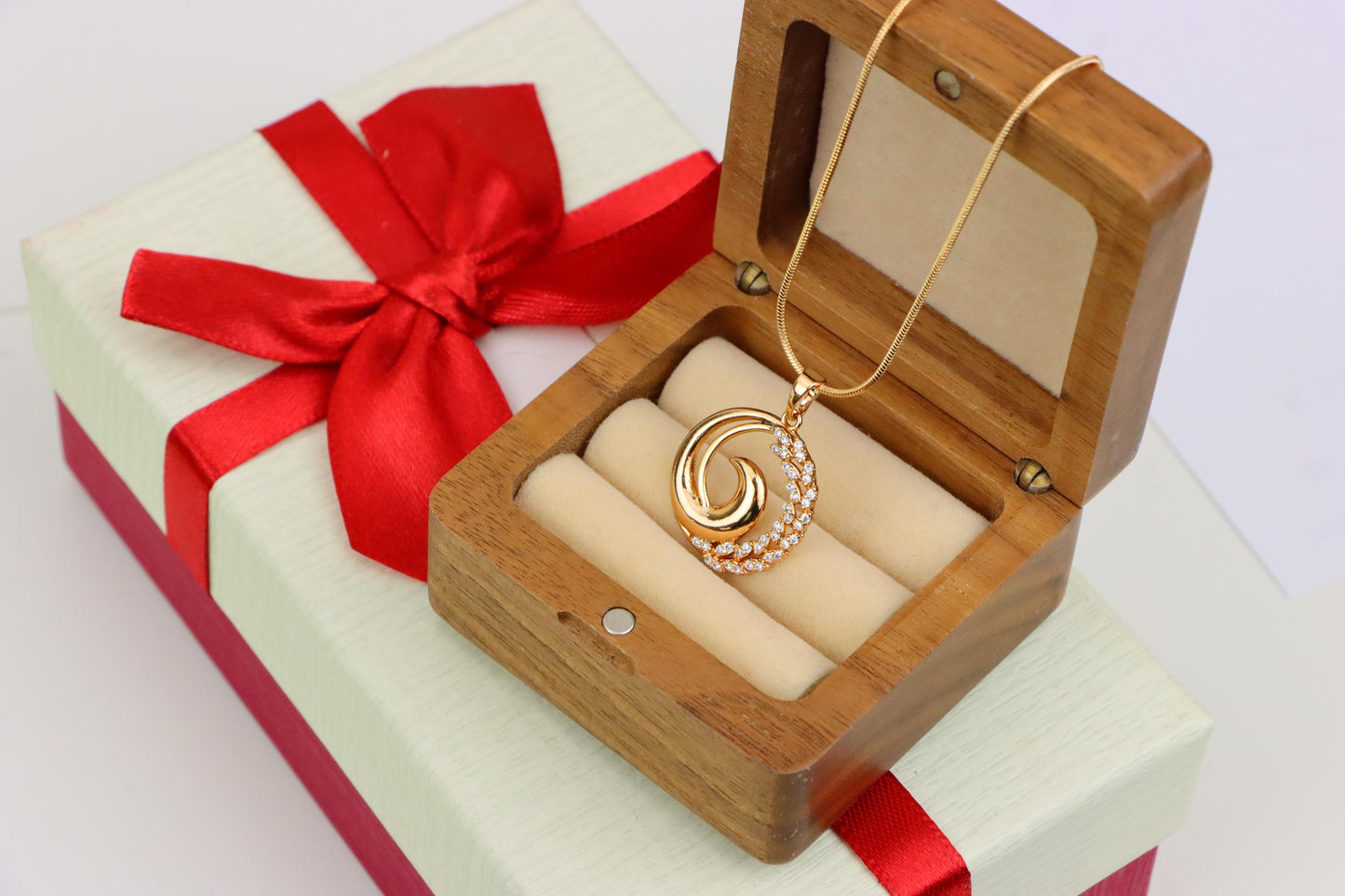 Elegant Rose Gold Spiral Pendant with Sparkling Stone Accents, XPPT1243 (2124-9)