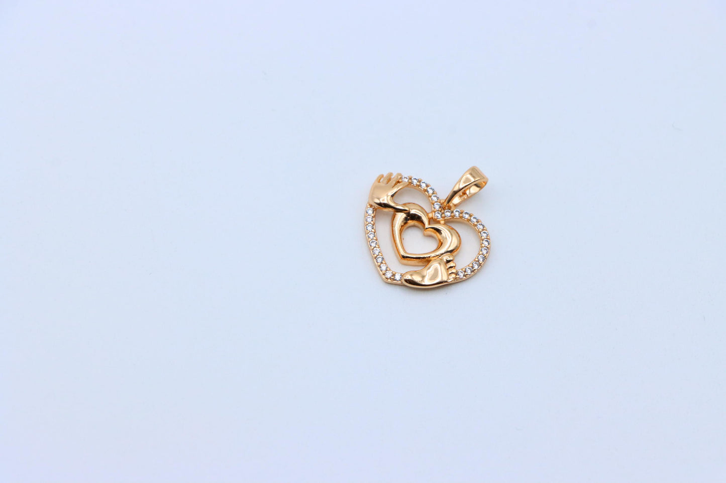 Rose Gold Baby Heart Pendant with Tiny Hands and Feet Design, XPPT1244 (2124-10)