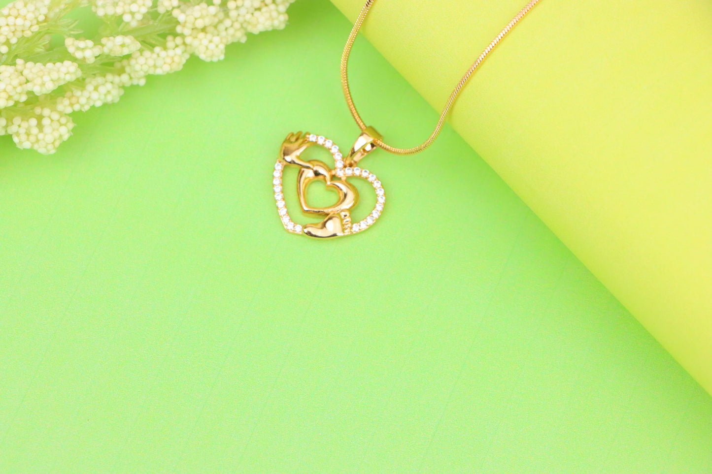 Rose Gold Baby Heart Pendant with Tiny Hands and Feet Design, XPPT1244 (2124-10)