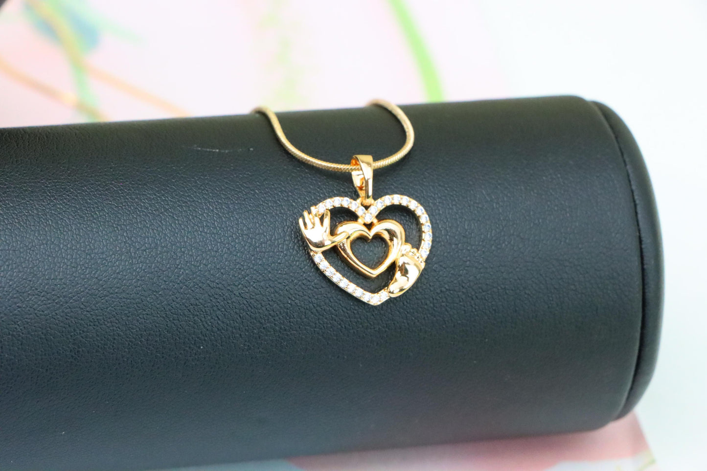 Rose Gold Baby Heart Pendant with Tiny Hands and Feet Design, XPPT1244 (2124-10)