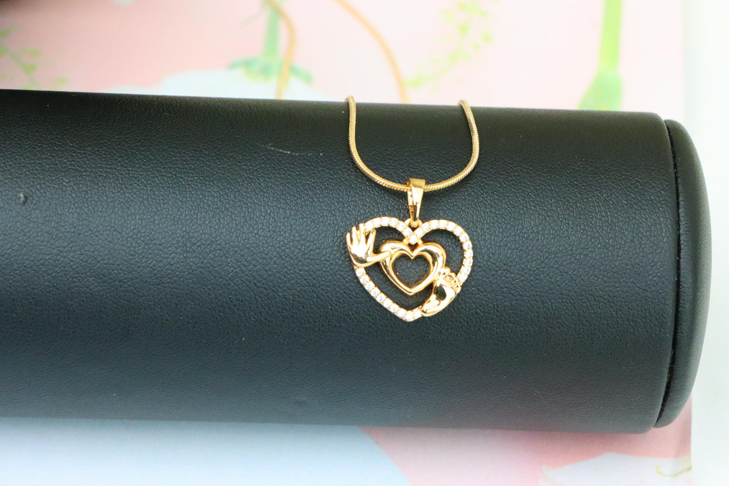 Rose Gold Baby Heart Pendant with Tiny Hands and Feet Design, XPPT1244 (2124-10)
