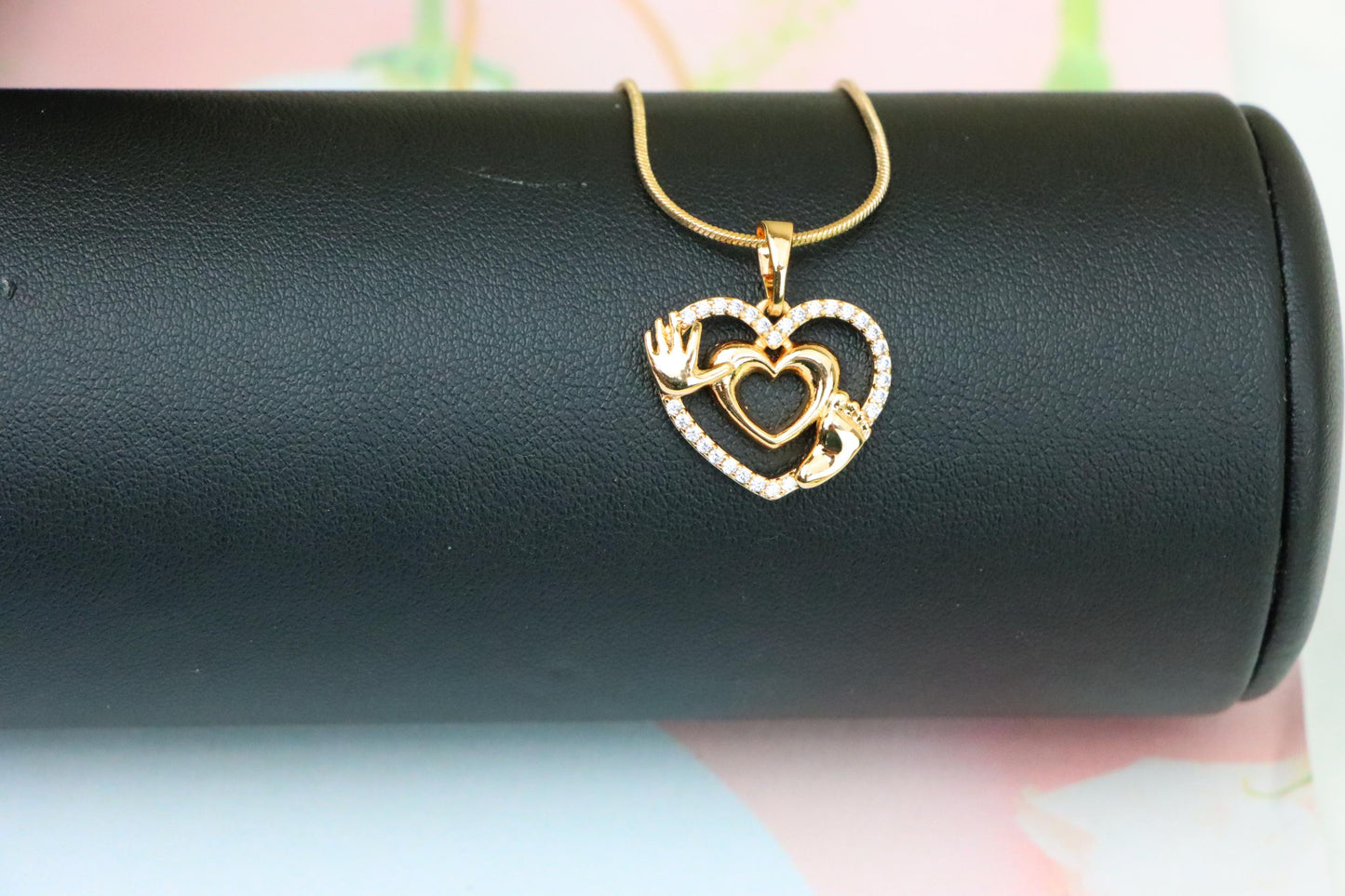 Rose Gold Baby Heart Pendant with Tiny Hands and Feet Design, XPPT1244 (2124-10)