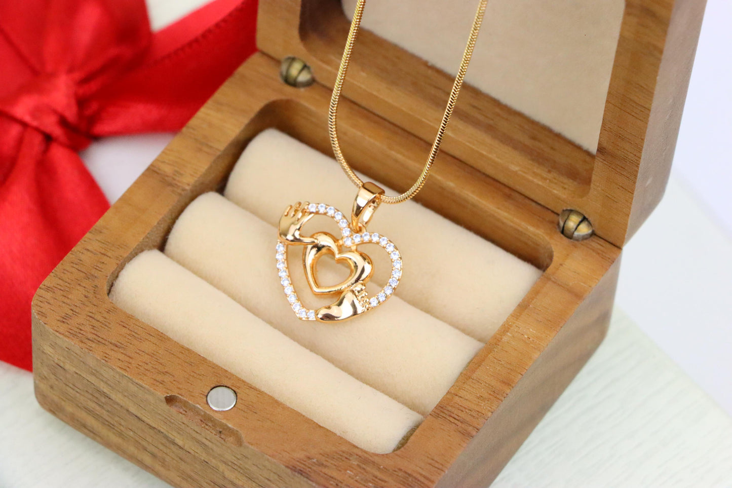 Rose Gold Baby Heart Pendant with Tiny Hands and Feet Design, XPPT1244 (2124-10)