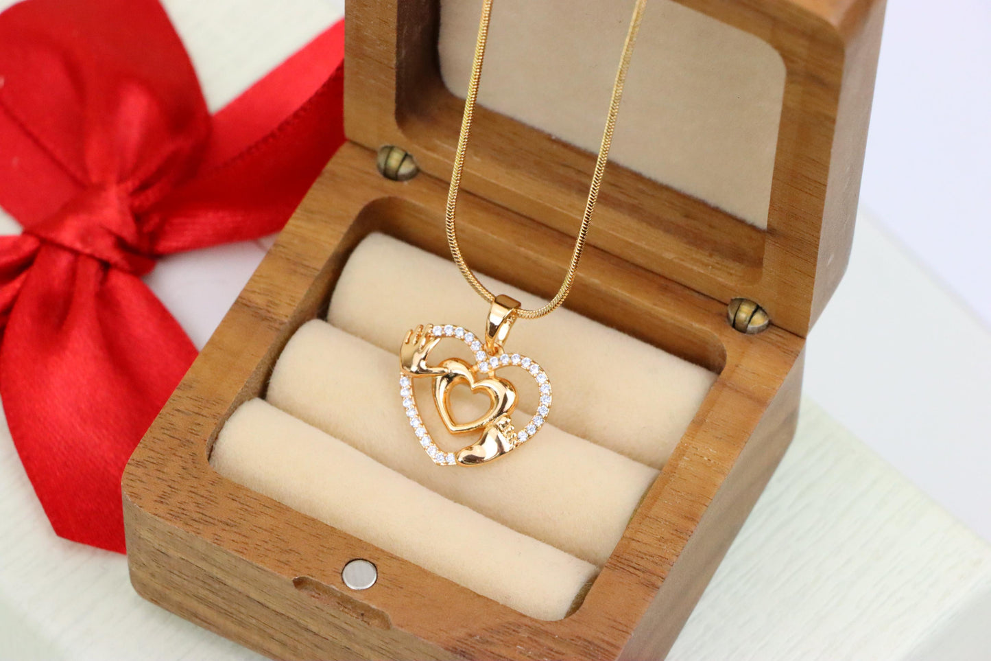 Rose Gold Baby Heart Pendant with Tiny Hands and Feet Design, XPPT1244 (2124-10)