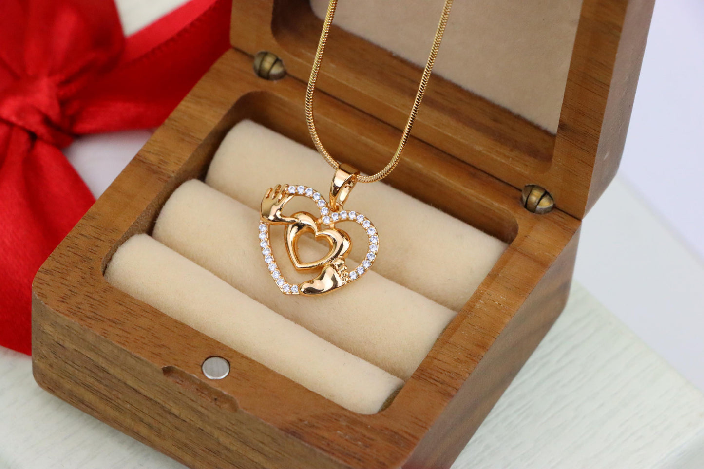 Rose Gold Baby Heart Pendant with Tiny Hands and Feet Design, XPPT1244 (2124-10)