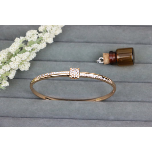 Rose Gold Bangle with Pave CZ Center Elegance, XPBL0531 (2054-1)