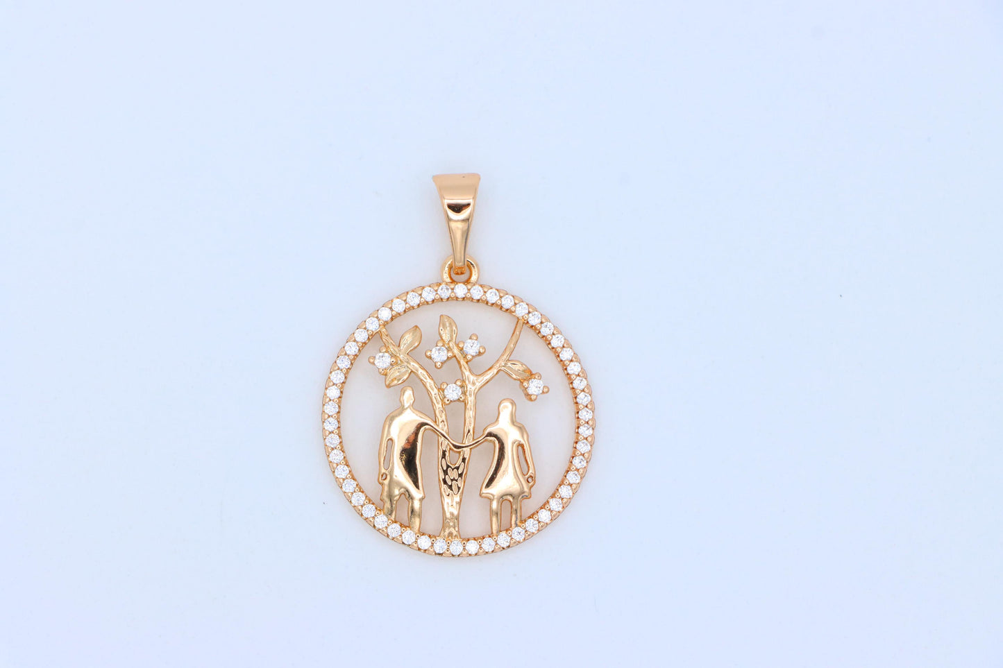Tree of Life Pendant with Couple Design in Rose Gold and Crystals, XPPT1245 (2125-1)