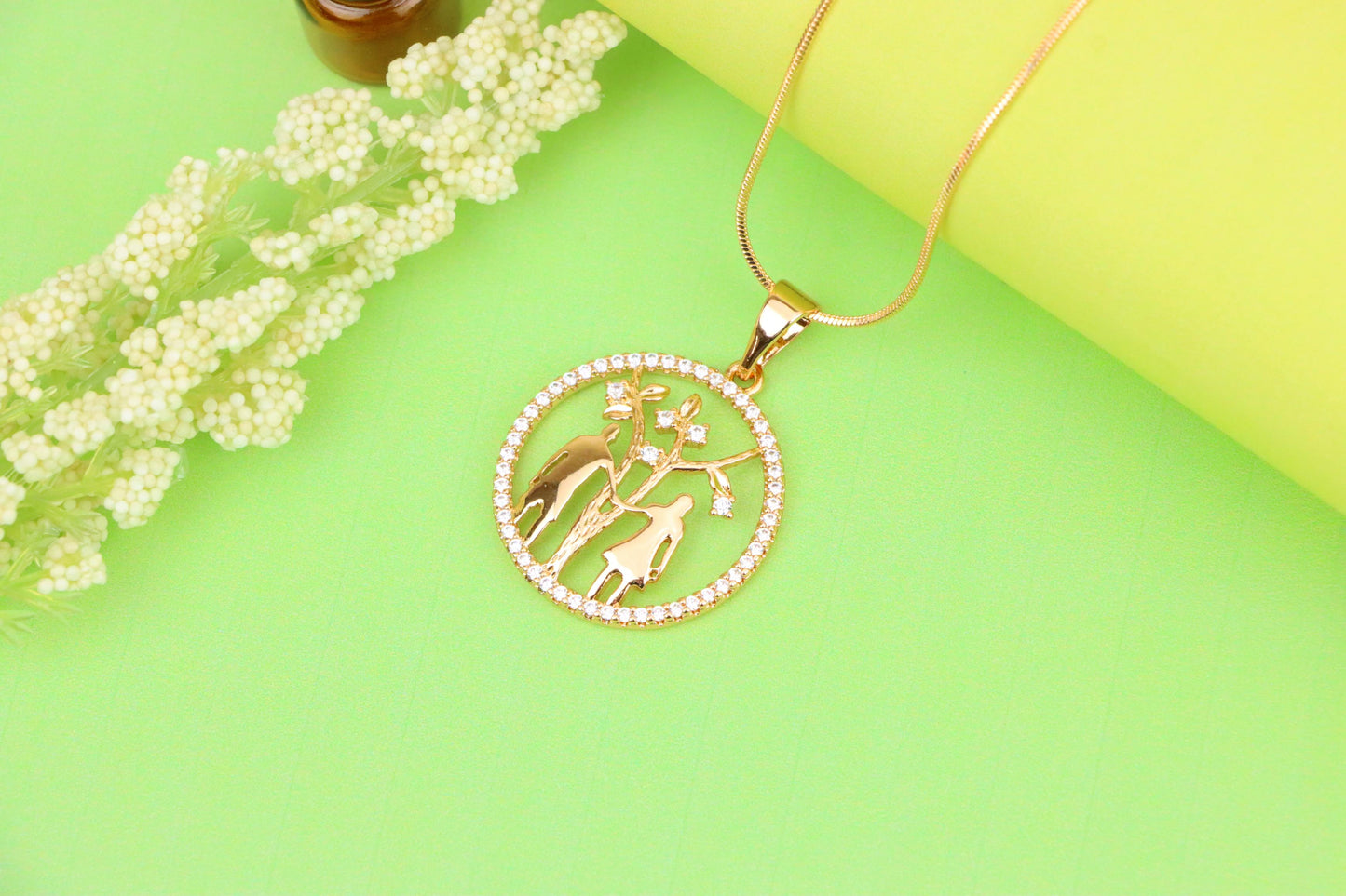 Tree of Life Pendant with Couple Design in Rose Gold and Crystals, XPPT1245 (2125-1)