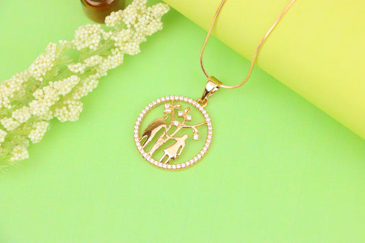 Tree of Life Pendant with Couple Design in Rose Gold and Crystals, XPPT1245 (2125-1)