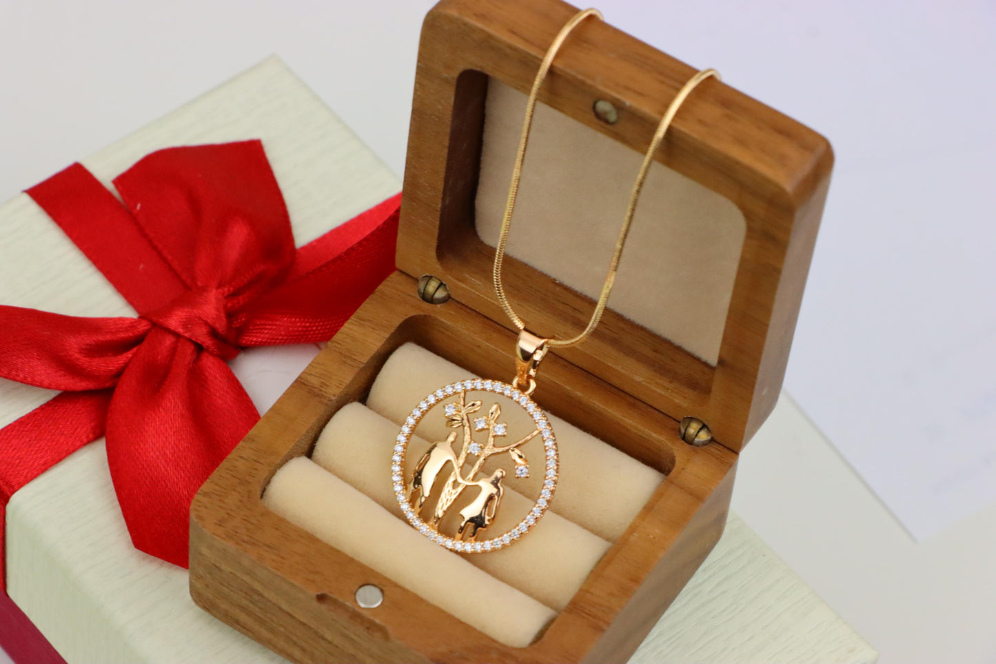 Tree of Life Pendant with Couple Design in Rose Gold and Crystals, XPPT1245 (2125-1)