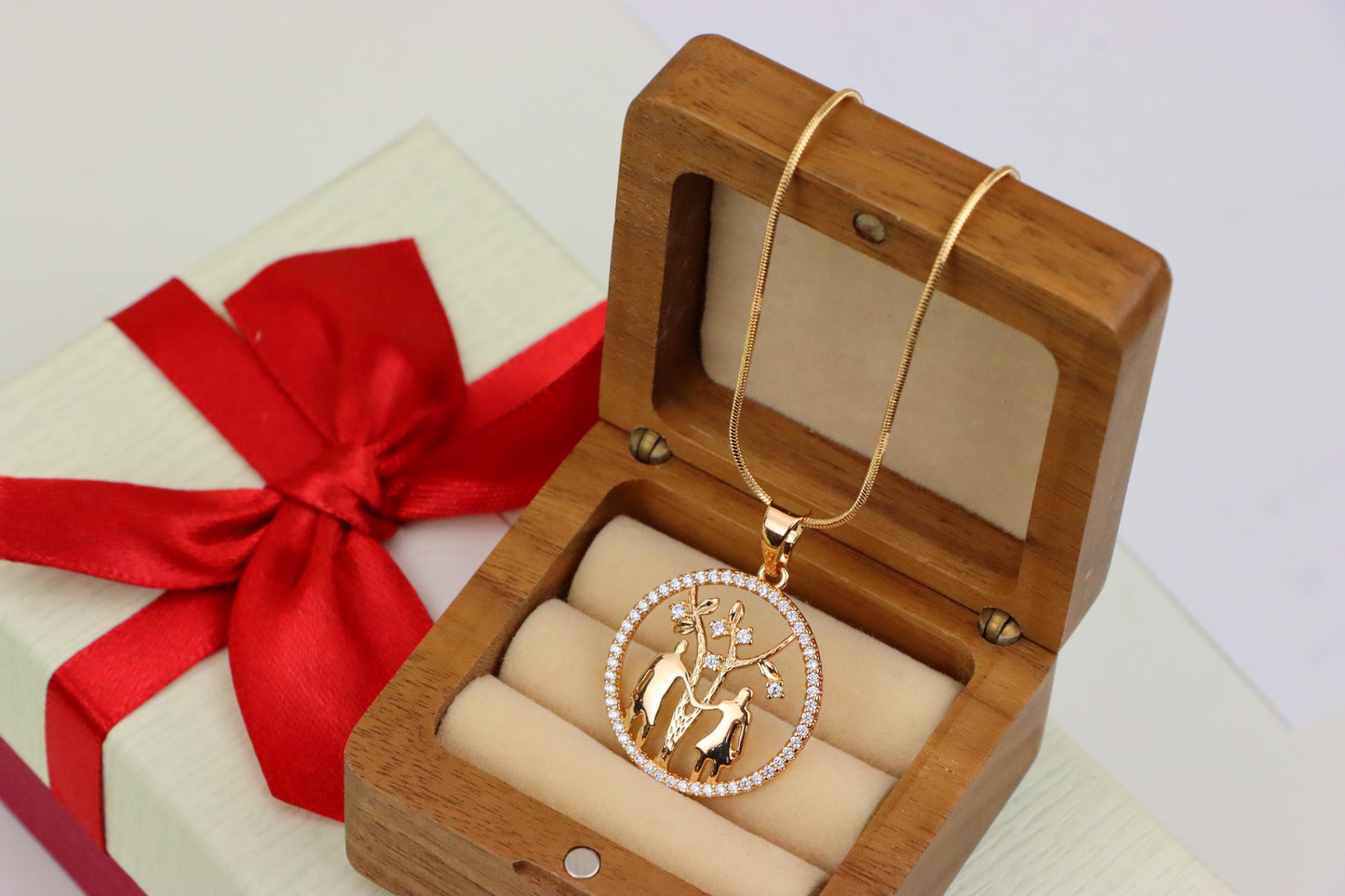Tree of Life Pendant with Couple Design in Rose Gold and Crystals, XPPT1245 (2125-1)