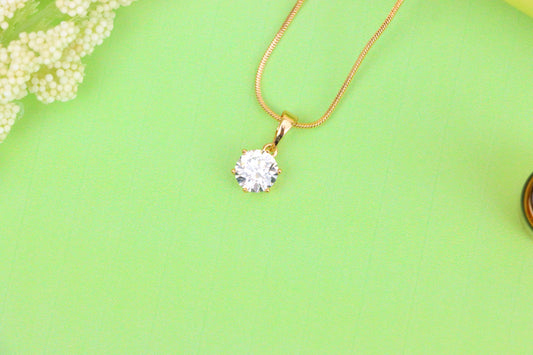 Sparkling White Solitaire Pendant in Gold – Radiant Charm, XPPT1640 (2149-7)