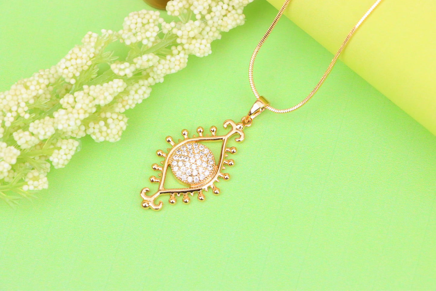 Rose Gold Evil Eye Pendant with Crystal Center and Unique Design, XPPT1246 (2125-2)