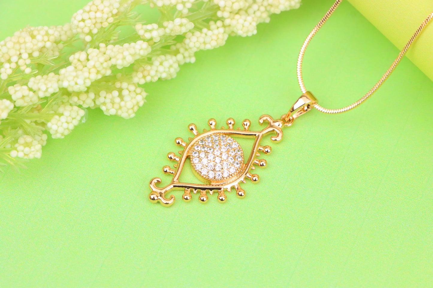 Rose Gold Evil Eye Pendant with Crystal Center and Unique Design, XPPT1246 (2125-2)