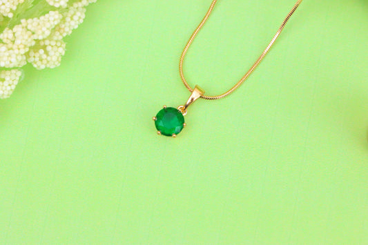Elegant Green Solitaire Pendant in Gold – Radiant Accent, XPPT1641 (2149-7)