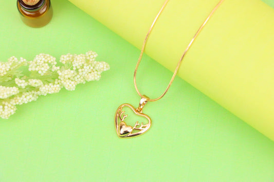 Rose Gold Heart Pendant with Antler-Inspired Minimal Design, XPPT1248 (2125-4)