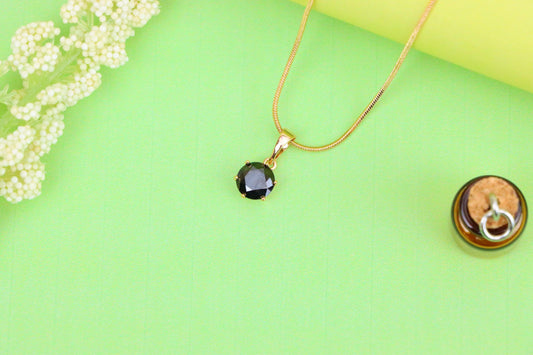 Elegant Black Oval Pendant in Gold –Minimalist Charm, XPPT1643 (2149-7)