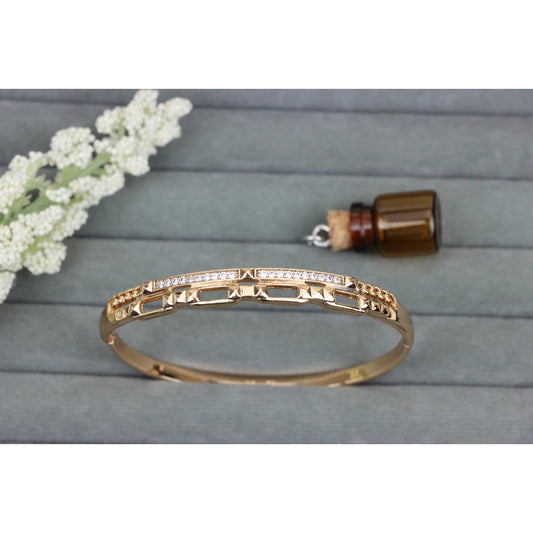 Rose Gold Geometric Bangle with Cubic Zirconia, XPBL0536 (2054-6)