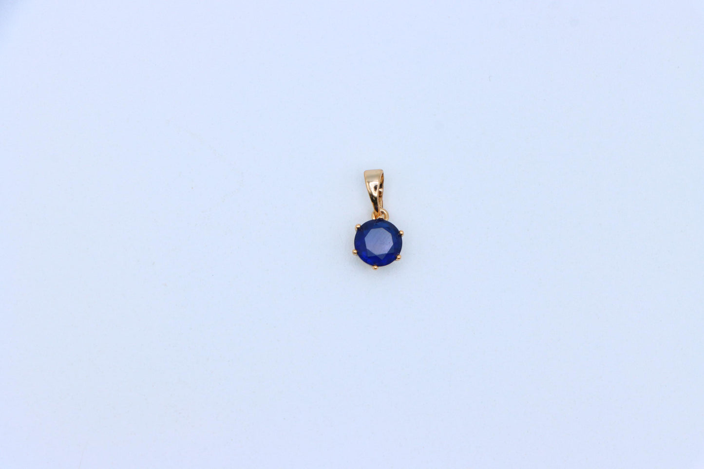 Round Blue Gemstone Pendant in Gold Finish – Simple Charm, XPPT1645 (2149-7)