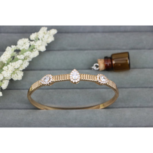 Rose Gold Bangle with Teardrop and Oval Stones, XPBL0537 (2054-7)