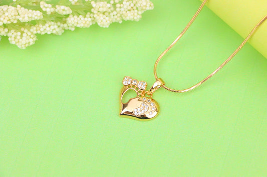 Rose Gold Baby Footprint Heart Pendant with Sparkling CZ Accents, XPPT1249 (2125-5)
