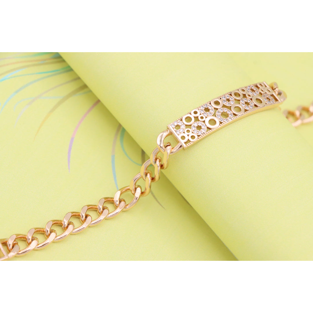 Rose Gold Bracelet with Bubble Circle Design and Stone Accents, XPBL0932 (2094-1)