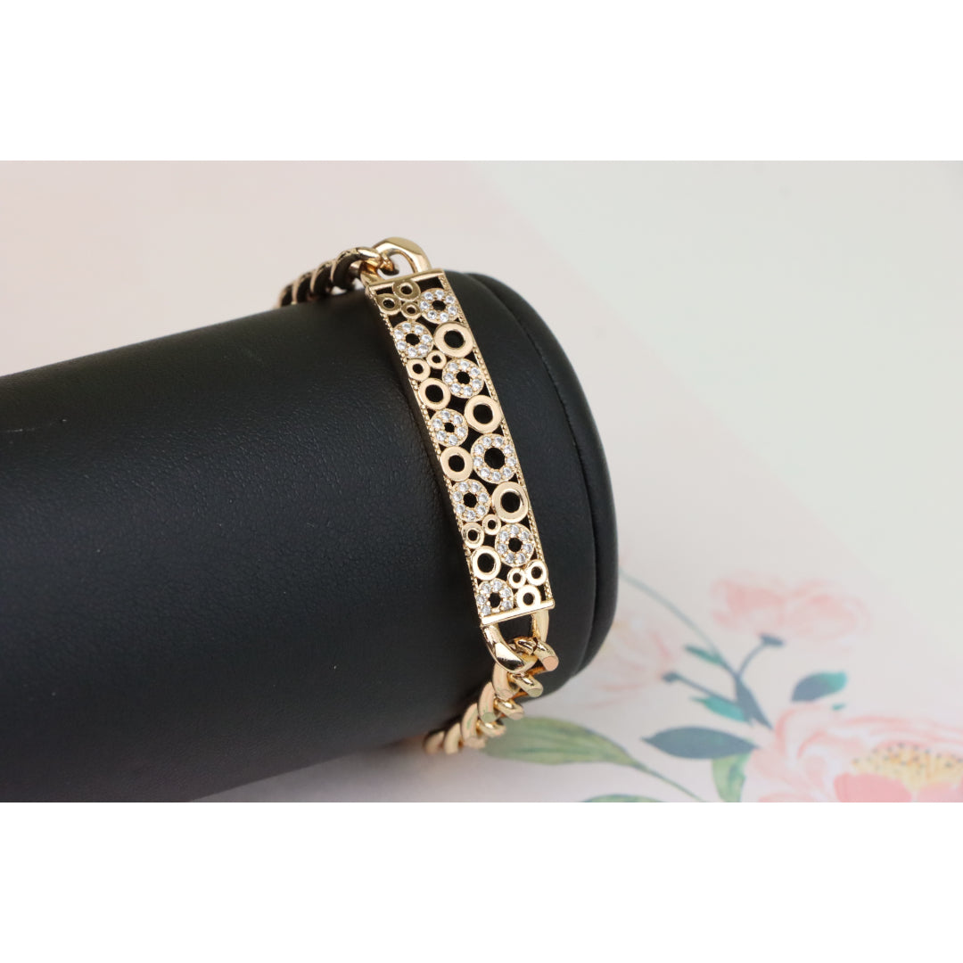 Rose Gold Bracelet with Bubble Circle Design and Stone Accents, XPBL0932 (2094-1)
